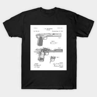 Browning Pistol Patent - Gun Lover Military Fan Art - White T-Shirt